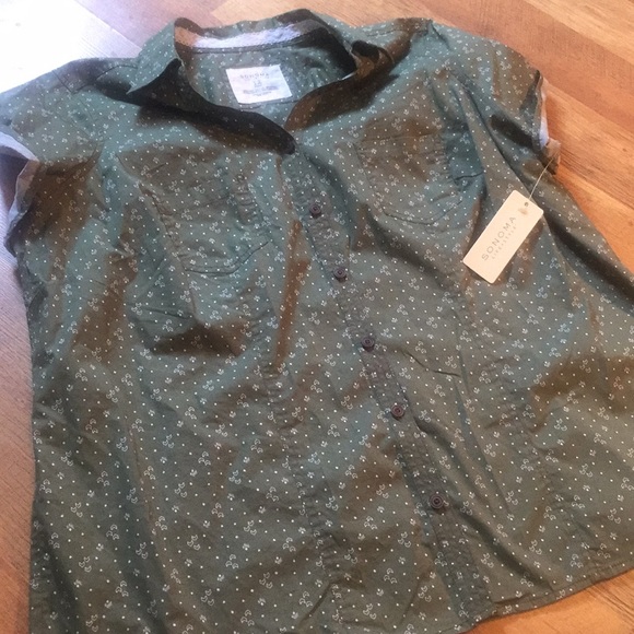 Sonoma Women’s Button Down Arrow Green Shirt - Picture 2 of 7
